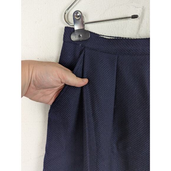 Vtg Carlisle Wool Skirt Womens 10 Midi Navy Blue Modest Grannycore Countryside - Picture 2 of 7